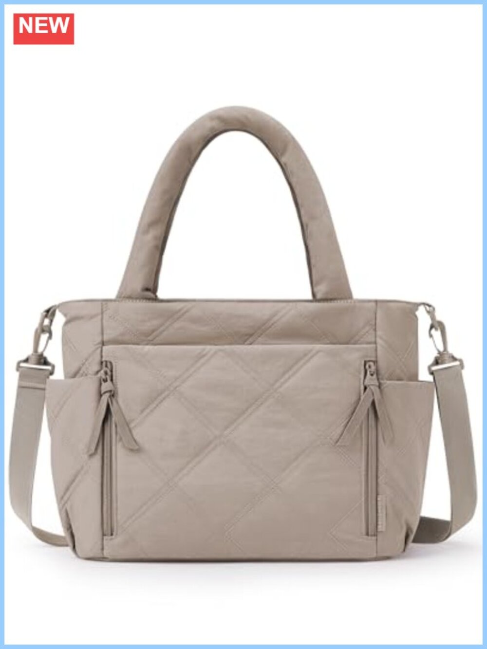 Puffer Tote Bag Quilted Lightweight with Zipper Shoulder Bag